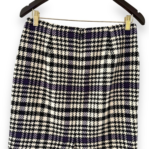Talbots Women’s Houndstooth Wool Blend Mini Skirt Black, White, Purple Size 4 - Picture 5 of 9